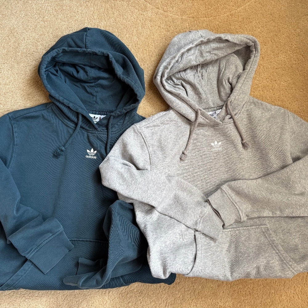 adidas Hooded Sweatshirt Duo in Dark Teal and Heather Gray